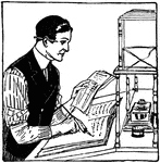 An illustration of a man writing notes in a journal.