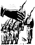 An illustration of a hand holding a military toy figurine.