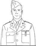 An illustration of an adult male in Army dress uniform.