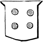 "Four roundlets, two over two. Some armorists call them cantoned as they form a square figure. When there are many figures of the same species borne in coats of arms, their number must be observed as they stand, and properly expressed." -Hall, 1862