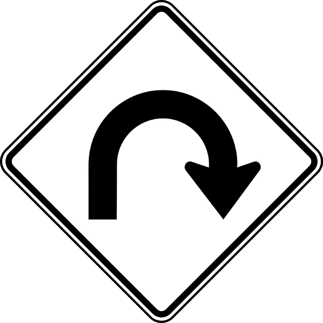 Download U-Turn, Black and White | ClipArt ETC