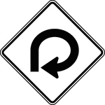 The horizontal alignment signs may be used in advance of situations where the horizontal roadway alignment changes. If the change in horizontal alignment is approximately 270 degrees, such as on a cloverleaf interchange ramp, the 270-degree Loop sign may be used.