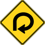 The horizontal alignment signs may be used in advance of situations where the horizontal roadway alignment changes. If the change in horizontal alignment is approximately 270 degrees, such as on a cloverleaf interchange ramp, the 270-degree Loop sign may be used.