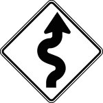 The horizontal alignment Winding Road signs may be used in advance of situations where the horizontal roadway alignment changes.
