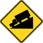 The Hill sign should be used in advance of a downgrade where the length, percent of grade, horizontal curvature, and/or other physical features require special precautions on the part of road users.