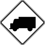 Vehicular Traffic signs may be used to alert road users to locations where unexpected entries into the roadway by trucks, bicyclists, farm vehicles, emergency vehicles, golf carts, horse-drawn vehicles, or other vehicles might occur. The TRUCK CROSSING word message sign may be used as an alternate to the Truck Crossing symbol sign.