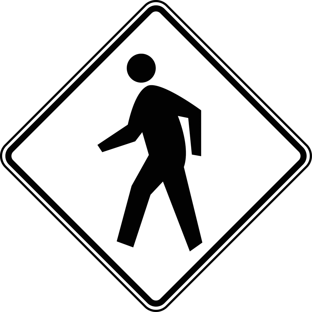 Pedestrian Crossing Black And White Clipart Etc