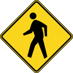 Nonvehicular signs may be used to alert road users in advance of locations where unexpected entries into the roadway or shared use of the roadway by pedestrians, animals, and other crossing activities might occur. Pedestrian, Bicycle, and School signs and their related supplemental plaques may have a fluorescent yellowgreen background with a black legend and border.
