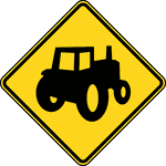 Vehicular Traffic signs may be used to alert road users to locations where unexpected entries into the roadway by trucks, bicyclists, farm vehicles, emergency vehicles, golf carts, horse-drawn vehicles, or other vehicles might occur. These locations might be relatively confined or might occur randomly over a segment of roadway. Vehicular Traffic signs should be used only at locations where the road user's sight distance is restricted, or the condition, activity, or entering traffic would be unexpected. If the condition or activity is seasonal or temporary, the Vehicular Traffic sign should be removed or covered when the condition or activity does not exist.