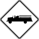 Vehicular Traffic signs may be used to alert road users to locations where unexpected entries into the roadway by trucks, bicyclists, farm vehicles, emergency vehicles, golf carts, horse-drawn vehicles, or other vehicles might occur. These locations might be relatively confined or might occur randomly over a segment of roadway. Vehicular Traffic signs should be used only at locations where the road user's sight distance is restricted, or the condition, activity, or entering traffic would be unexpected. If the condition or activity is seasonal or temporary, the Vehicular Traffic sign should be removed or covered when the condition or activity does not exist. The Emergency Vehicle sign with the EMERGENCY SIGNAL AHEAD supplemental plaque shall be placed in advance of all emergency-vehicle traffic control signals.