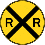 <p>A Highway-Rail Grade Crossing Advance Warning sign shall be used on each highway in advance of every highway-rail grade crossing except in the following circumstances:<BR>A. On an approach to a highway-rail grade crossing from a T-intersection with a parallel highway, if the distance from the edge of the track to the edge of the parallel roadway is less than 30 m (100 ft), and signs are used on both approaches of the parallel highway; or<BR>B. On low-volume, low-speed highways crossing minor spurs or other tracks that are infrequently used and are flagged by train crews; or<BR>C. In business districts where active highway-rail grade crossing traffic control devices are in use; or<BR>D. Where physical conditions do not permit even a partially effective display of the sign.<BR></p>