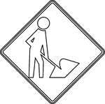 A Workers symbol sign may be used to alert road users of workers in or near the roadway.