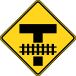 A Storage Space sign supplemented by a word message storage distance sign should be used where there is a highway intersection in close proximity to the highway-rail grade crossing and an engineering study determines that adequate space is not available to store a design vehicle(s) between the highway intersection and the train dynamic envelope. The Storage Space signs should be mounted in advance of the highway-rail grade crossing at an appropriate location to advise drivers of the space available for vehicle storage between the highway intersection and the highway-rail grade crossing.