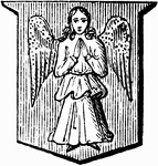 "Gules, an angel erect with wings expanded or, dress closegirt. CLOSEGIRT. A figure whose dress is fastened round the waist." -Hall, 1862