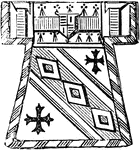 "COAT ARMOUR, or Surcoat. A loose garment worn over the armour of a knight; hence the term coat of arms. On this garment were emblazoned the armorial bearings of the wearer." -Hall, 1862