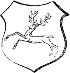 "Argent, a stag proper courant. COURANT. Running." -Hall, 1862
