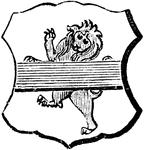 "Argent, a lion rampant guardant gules, debruised by a fess azure. DEBRUISED. Any animal that has an ordinary placed upon it is said to be debruised." -Hall, 1862