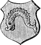 "Gules, a dolphin naiant embowed or. EMBOWED. Any thing bent or curved, like a bow." -Hall, 1862