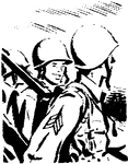 An illustration of two male soldiers wearing helmets.