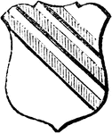 "Argent, three bendlets, enhanced gules. ENHANCED. A term applied to bearings placed above their usual situation." -Hall, 1862