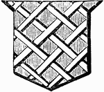 "Gules, fretty argent. FRETTY. This word denotes a field covered with fretwork or laths interlacing each other." -Hall, 1862