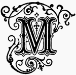 An illustration of a decorative letter M.