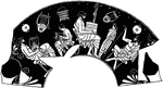 An illustration of a Greek school vase painting.