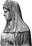 An illustration of the sculpture of the Virgin Mary.