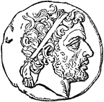 An illustration of a coin with the face of Philip V of Macedonia. Philip V was King of Macedonia from 221 BC to 179 BC. Philip's reign was principally marked by an unsuccessful struggle with the emerging power of Rome.