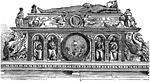 An illustration of the sarcophagus of Ferdinand and Isabella.