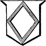 "Argent, a mascle, vert. MASCLE. An open lozenge-shaped figure, one of the subordinate ordinaries." -Hall, 1862