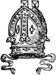 "Mitre. A sacerdotal ornament for the head, worn by Roman Catholic archbishops and bishops on solemn occasions." -Hall, 1862