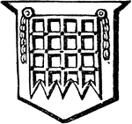 "PORTCULLIS. A grating suspended by chains, used to defend the entrance to a castle." -Hall, 1862