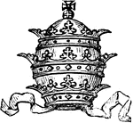 "TIARA. The Pope's mitre, with its triple crowns." -Hall, 1862