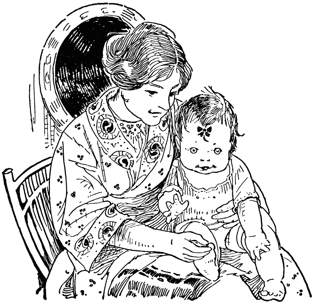 mother holding child drawing