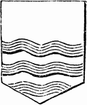 "Argent, the lower half of the shield three bars wavy, azure. WAVY. Curved lines, undulating like the waves of the sea." -Hall, 1862