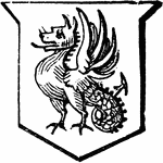 "Argent, a wivern, wings raised. WIVERN. A chimerical animal, the upper part resembling a dragon." -Hall, 1862