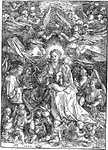 The Virgin and Child Surrounded by Angels is a woodcut that was created by German artist Albrecht D&uuml;rer in 1518. A woodcut is created by carving an image on a wooden block and rolling ink over that surface, and then printing it on