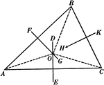 Illustration used to prove "The perpendicular bisectors of the sides of a triangle are concurrent in a point which is equidistant from the three vertices of the triangle."