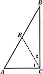 Illustration used to show "If one acute angle of a right triangle is double the other, the hypotenuse is double the shorter side."