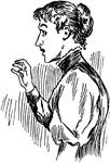This is a picture of a woman talking and gesturing with her hands.