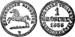 "Groschen of Hanover, 1866. GROSCHEN. A small silver coin of various kinds in Germany from the fourteenth century." -Whitney, 1911