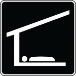 This sign is used to indicate that a sleeping shelter is located nearby.