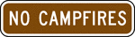 This is an example of an educational plaque. It is used to indicate that campfires are not permitted nearby.