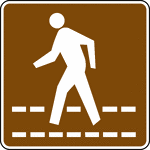 This sign is used to indicate that a pedestrian crossing is located nearby. Motor vehicles must yield to pedestrians in the cross walk.