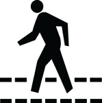 This sign is used to indicate that a pedestrian crossing is located nearby. Motor vehicles must yield to pedestrians in the cross walk.