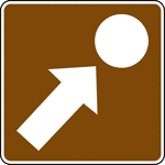 This sign is used to indicate that a point of interest is nearby. A point of interest is a location that someone may find useful or interesting.