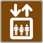 This sign is used to indicate that an elevator is located nearby.