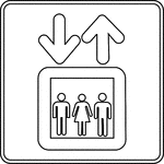 This sign is used to indicate that an elevator is located nearby.
