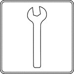 This sign is used to indicate that a mechanic is located nearby.